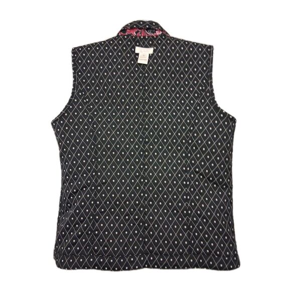Christopher Banks Womens Vest Reversible Paisley Floral Red Black Quilted Medium - Picture 5 of 9